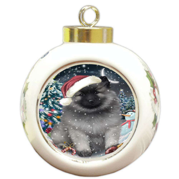 Have a Holly Jolly Keeshond Dog Christmas  Round Ball Christmas Ornament RBPOR51664