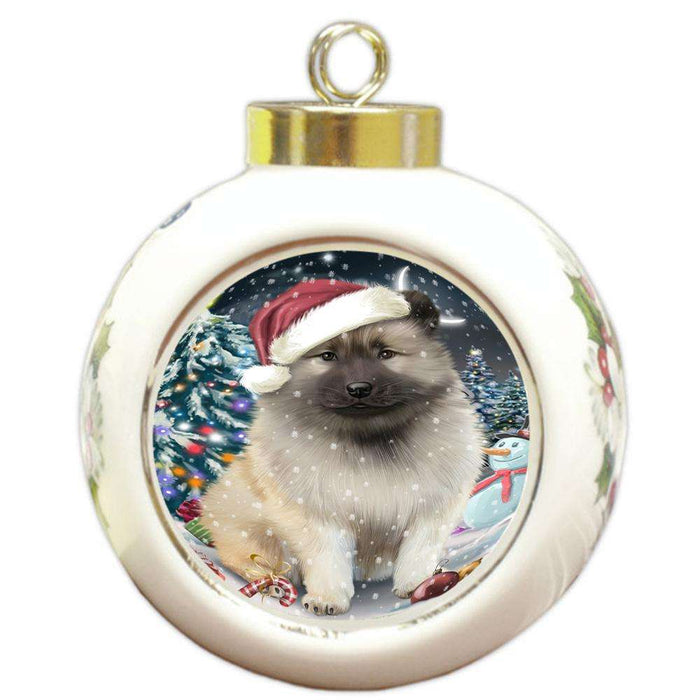 Have a Holly Jolly Keeshond Dog Christmas  Round Ball Christmas Ornament RBPOR51665