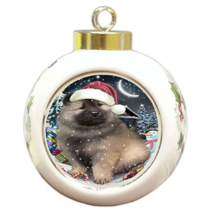 Have a Holly Jolly Keeshond Dog Christmas  Round Ball Christmas Ornament RBPOR51666