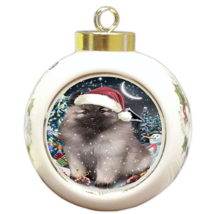 Have a Holly Jolly Keeshond Dog Christmas  Round Ball Christmas Ornament RBPOR51667