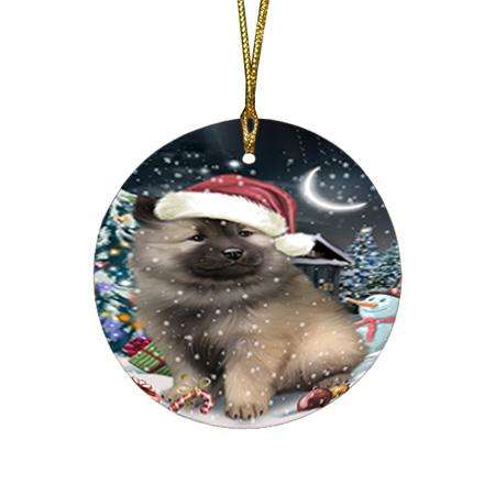 Have a Holly Jolly Keeshond Dog Christmas  Round Flat Christmas Ornament RFPOR51657