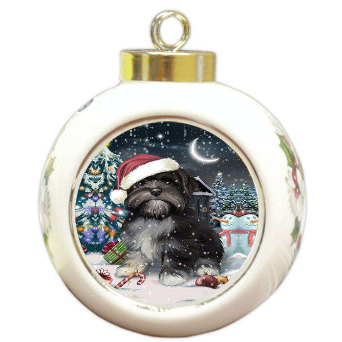 Have a Holly Jolly Lhasa Apso Dog Christmas Round Ball Ornament POR860