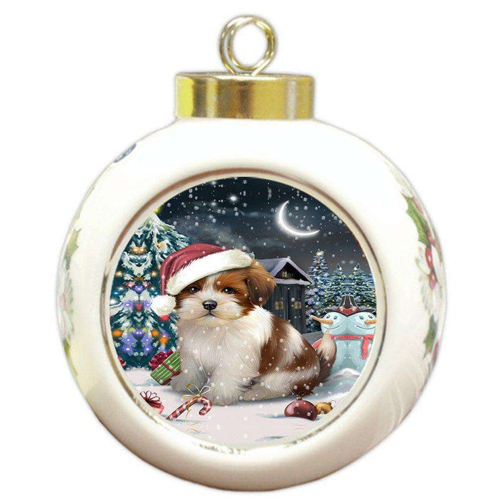 Have a Holly Jolly Lhasa Apso Dog Christmas Round Ball Ornament POR861