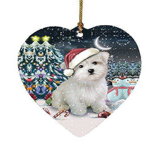 Have a Holly Jolly Maltese Dog Christmas Heart Ornament POR1956