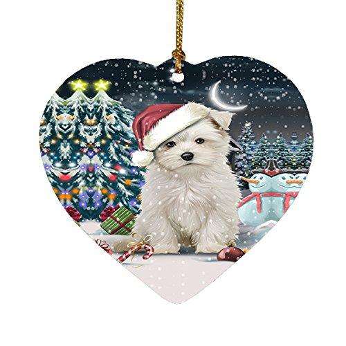 Have a Holly Jolly Maltese Dog Christmas Heart Ornament POR1957