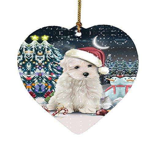 Have a Holly Jolly Maltese Dog Christmas Heart Ornament POR1959