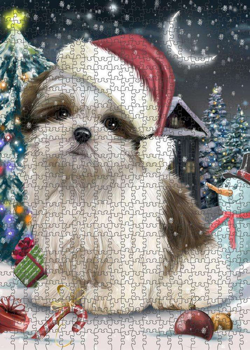 Have a Holly Jolly Malti Tzu Dog Christmas Puzzle with Photo Tin PUZL59094