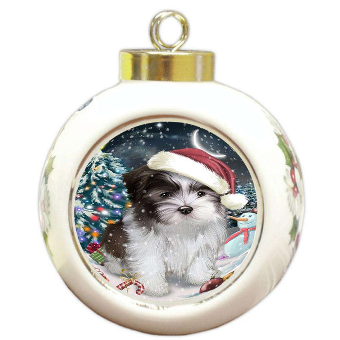 Have a Holly Jolly Malti Tzu Dog Christmas  Round Ball Christmas Ornament RBPOR51671