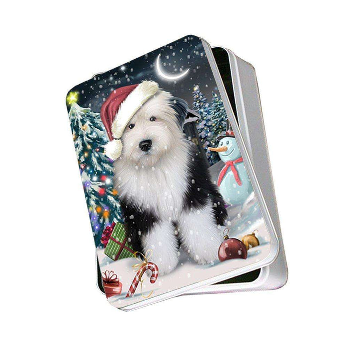 Have a Holly Jolly Old English Sheepdog Christmas Photo Storage Tin PTIN0253