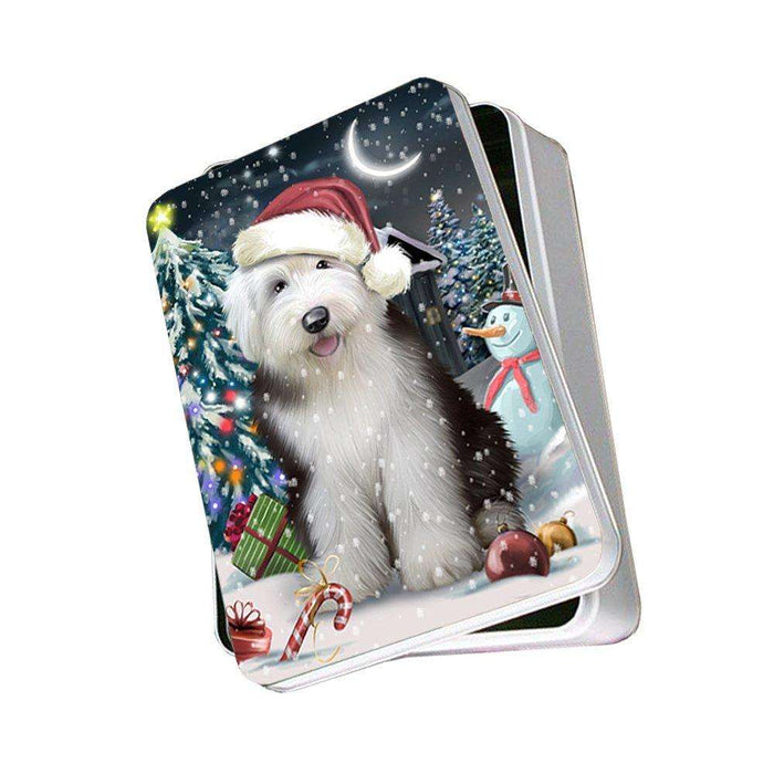 Have a Holly Jolly Old English Sheepdog Christmas Photo Storage Tin PTIN0254