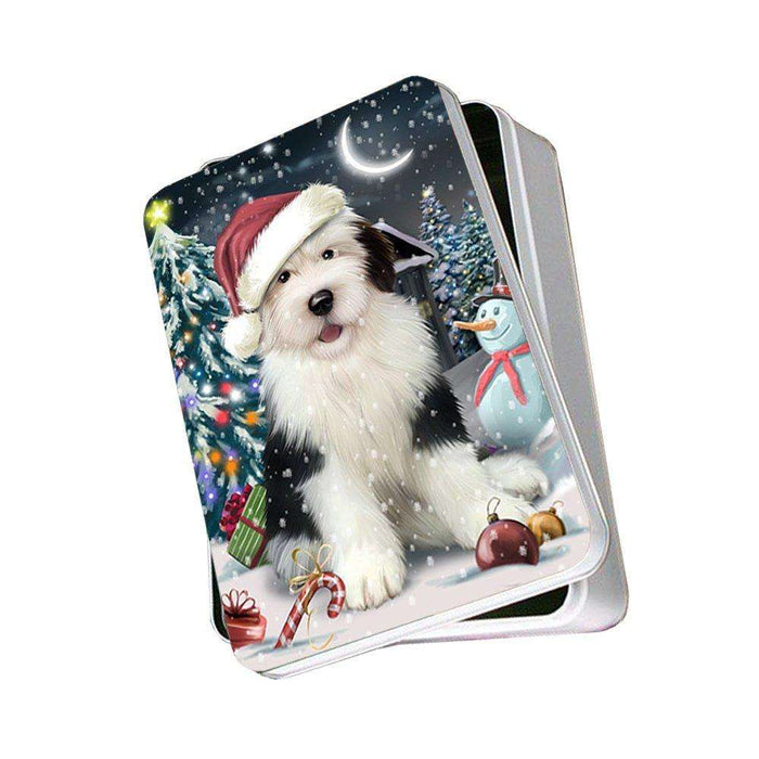 Have a Holly Jolly Old English Sheepdog Christmas Photo Storage Tin PTIN0255