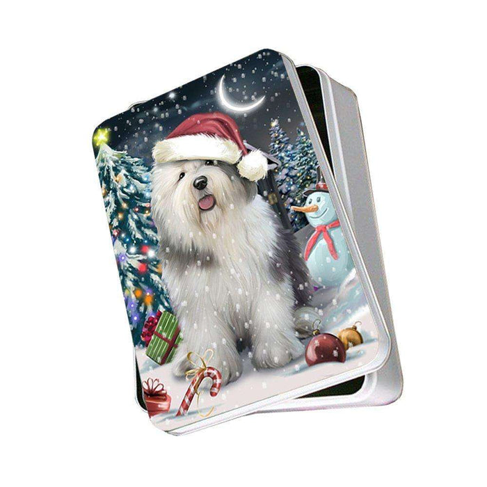 Have a Holly Jolly Old English Sheepdog Christmas Photo Storage Tin PTIN0256