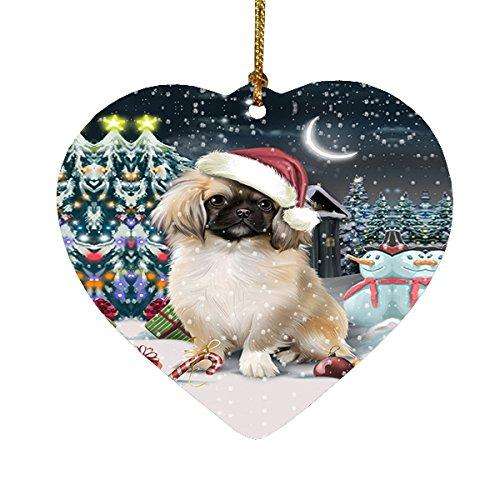Have a Holly Jolly Pekingese Dog Christmas Heart Ornament POR1967