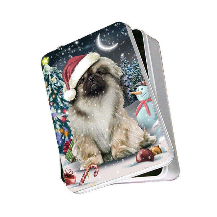 Have a Holly Jolly Pekingese Dog Christmas Photo Storage Tin PTIN0257