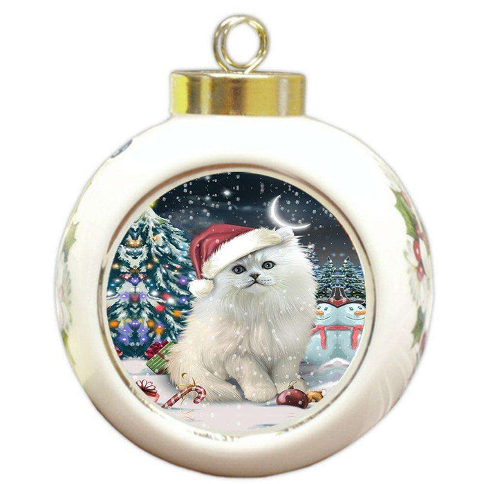 Have a Holly Jolly Persian Cat Christmas Round Ball Ornament POR875