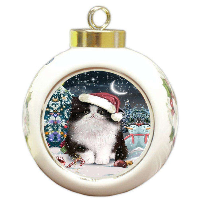 Have a Holly Jolly Persian Cat Christmas Round Ball Ornament POR876