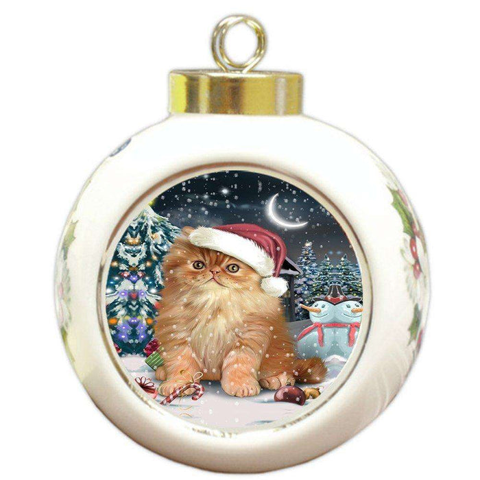 Have a Holly Jolly Persian Cat Christmas Round Ball Ornament POR877