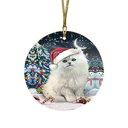 Have a Holly Jolly Persian Cat Christmas Round Flat Ornament POR1439