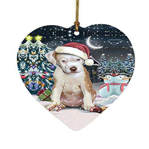 Have a Holly Jolly Pit Bull Dog Christmas Heart Ornament POR1832