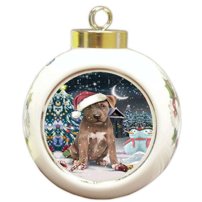 Have a Holly Jolly Pit Bull Dog Christmas Round Ball Ornament POR741