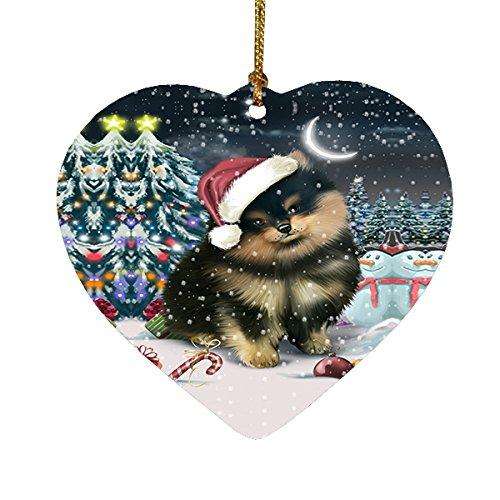 Have a Holly Jolly Pomeranian Dog Christmas Heart Ornament POR1972