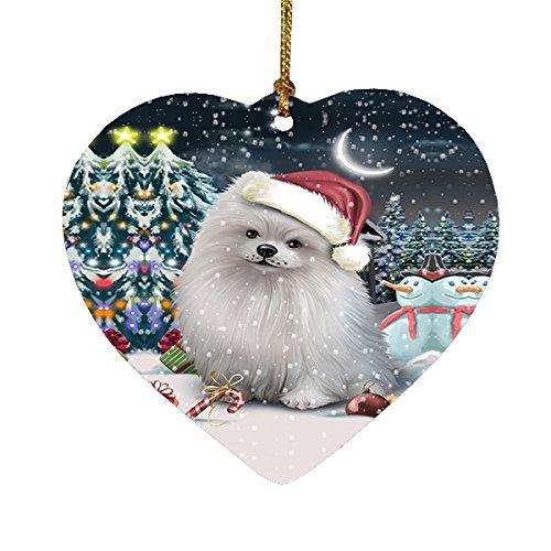Have a Holly Jolly Pomeranian Dog Christmas Heart Ornament POR1975