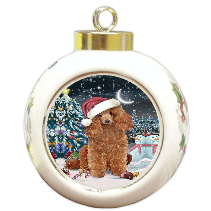 Have a Holly Jolly Poodle Dog Christmas Round Ball Ornament POR742