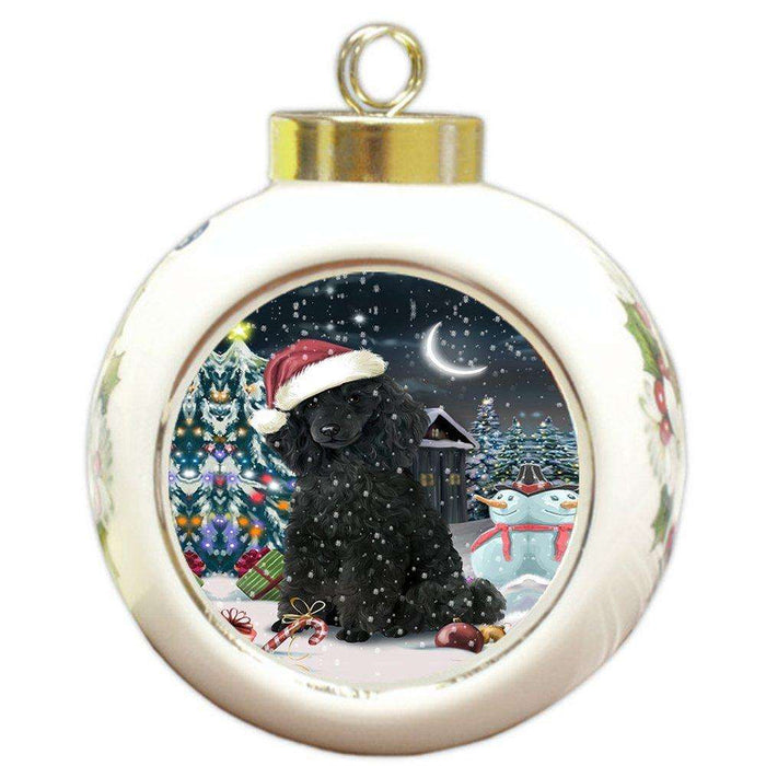 Have a Holly Jolly Poodle Dog Christmas Round Ball Ornament POR743