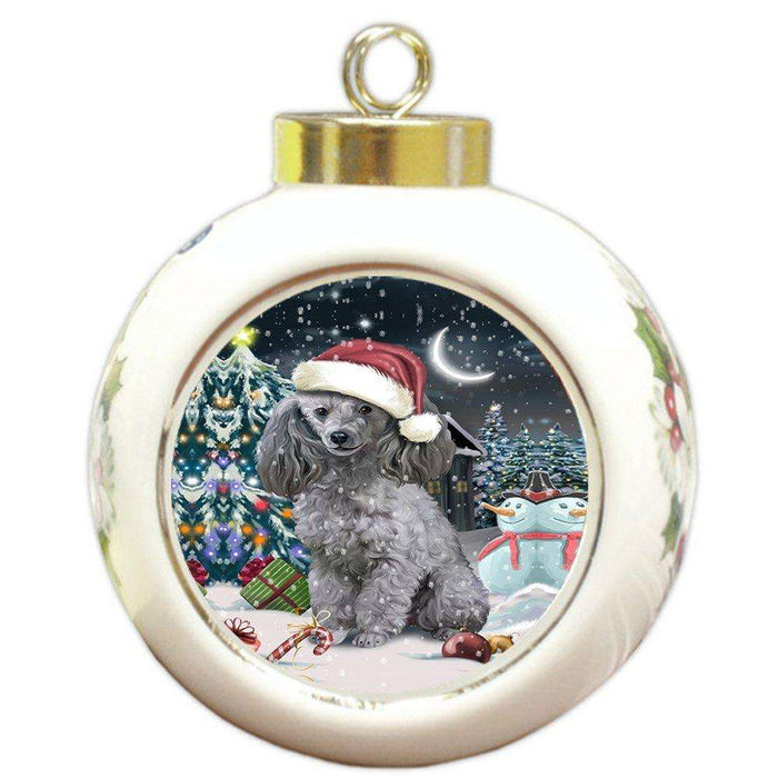Have a Holly Jolly Poodle Dog Christmas Round Ball Ornament POR744
