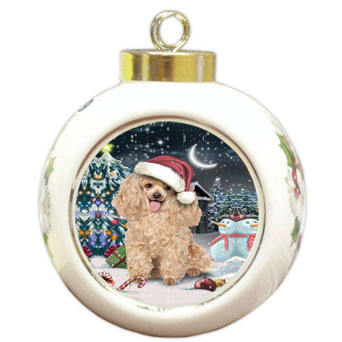 Have a Holly Jolly Poodle Dog Christmas Round Ball Ornament POR745