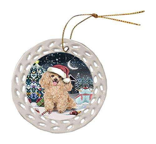 Have a Holly Jolly Poodle Dog Christmas Round Doily Ornament POR109