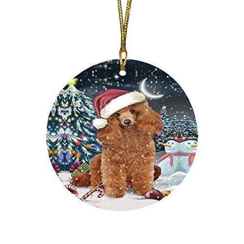 Have a Holly Jolly Poodle Dog Christmas Round Flat Ornament POR1306