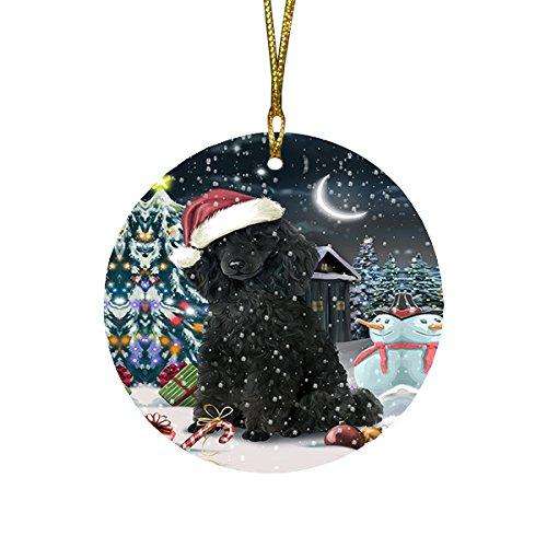 Have a Holly Jolly Poodle Dog Christmas Round Flat Ornament POR1307