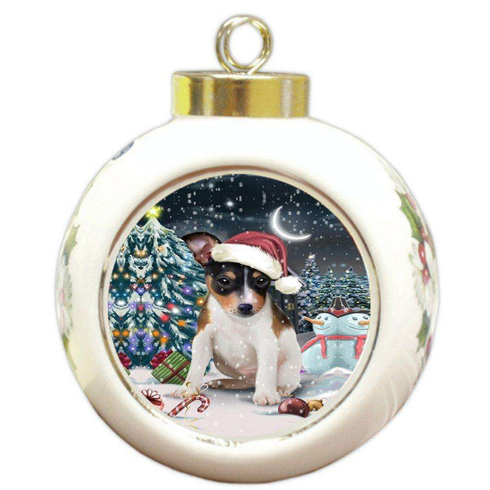 Have a Holly Jolly Rat Terrier Dog Christmas Round Ball Ornament POR830