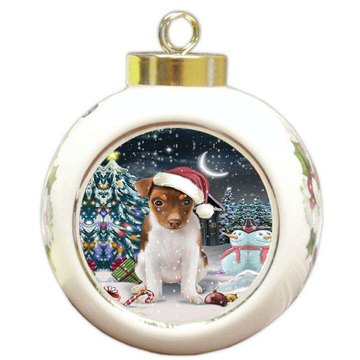 Have a Holly Jolly Rat Terrier Dog Christmas Round Ball Ornament POR831