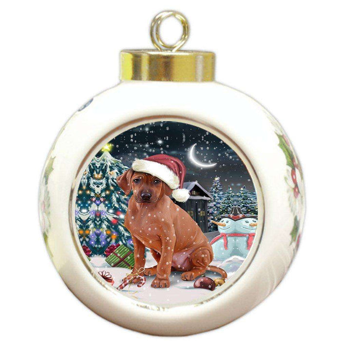 Have a Holly Jolly Rhodesian Ridgeback Dog Christmas Round Ball Ornament POR746