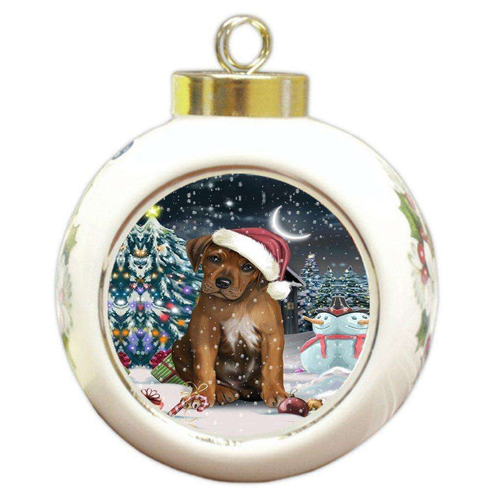 Have a Holly Jolly Rhodesian Ridgeback Dog Christmas Round Ball Ornament POR749