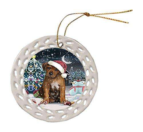 Have a Holly Jolly Rhodesian Ridgeback Dog Christmas Round Doily Ornament POR113