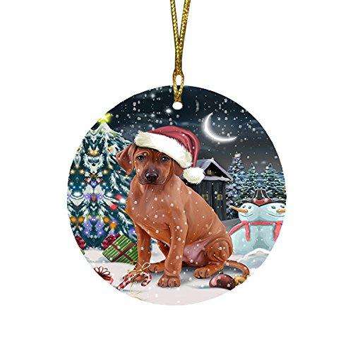 Have a Holly Jolly Rhodesian Ridgeback Dog Christmas Round Flat Ornament POR1310
