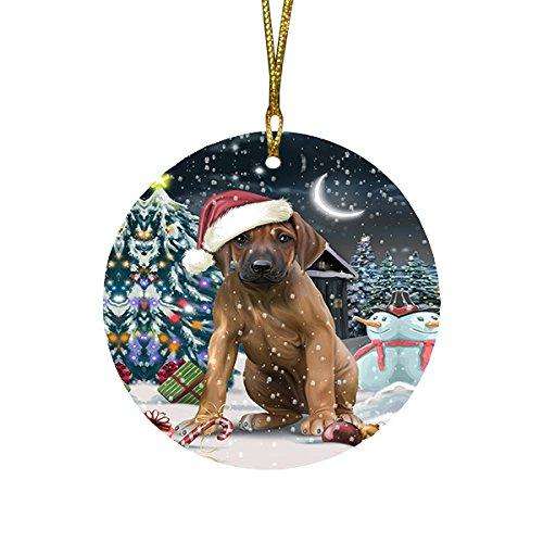 Have a Holly Jolly Rhodesian Ridgeback Dog Christmas Round Flat Ornament POR1311