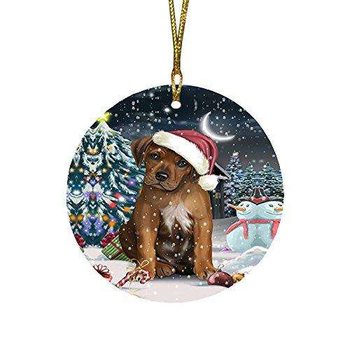 Have a Holly Jolly Rhodesian Ridgeback Dog Christmas Round Flat Ornament POR1313