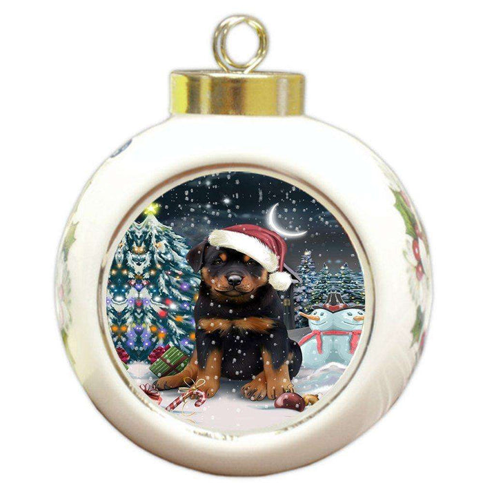 Have a Holly Jolly Rottweiler Dog Christmas Round Ball Ornament POR793