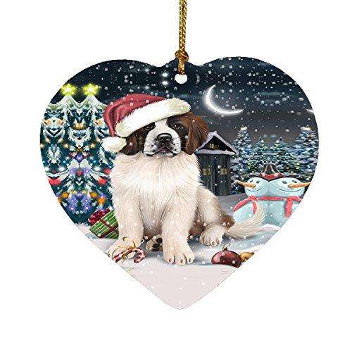 Have a Holly Jolly Saint Bernard Dog Christmas Heart Ornament POR1928