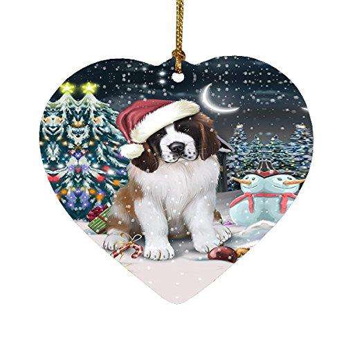 Have a Holly Jolly Saint Bernard Dog Christmas Heart Ornament POR1929
