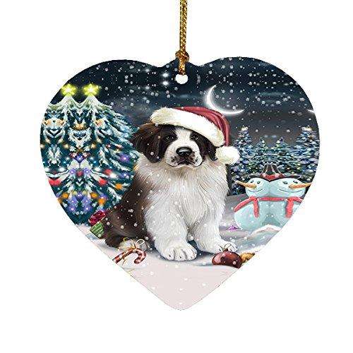Have a Holly Jolly Saint Bernard Dog Christmas Heart Ornament POR1931