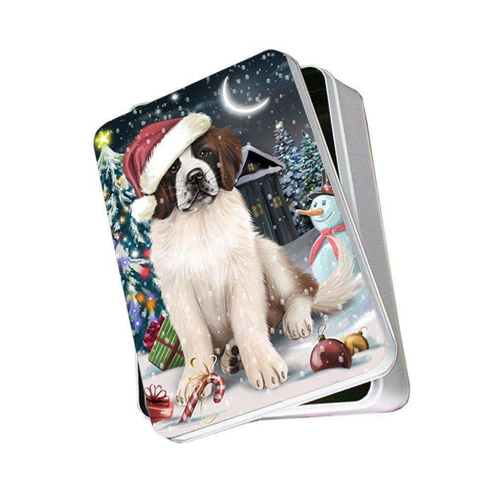 Have a Holly Jolly Saint Bernard Dog Christmas Photo Storage Tin PTIN0221