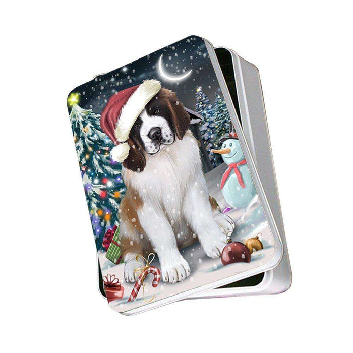 Have a Holly Jolly Saint Bernard Dog Christmas Photo Storage Tin PTIN0222