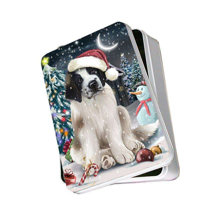 Have a Holly Jolly Saint Bernard Dog Christmas Photo Storage Tin PTIN0223
