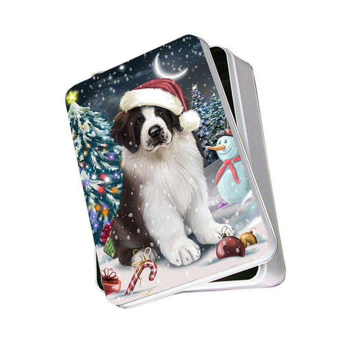 Have a Holly Jolly Saint Bernard Dog Christmas Photo Storage Tin PTIN0224