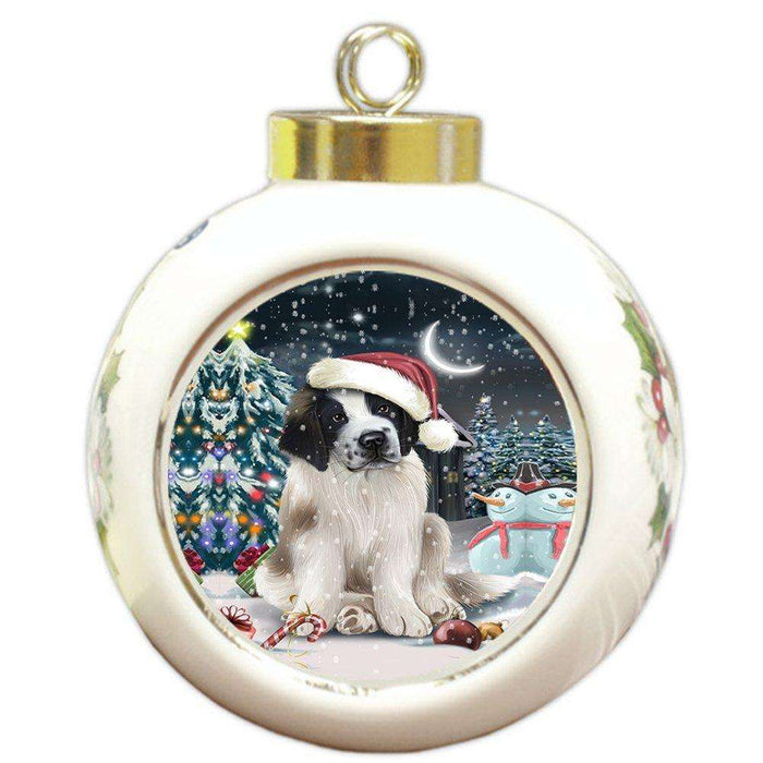 Have a Holly Jolly Saint Bernard Dog Christmas Round Ball Ornament POR836